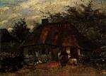 Cottage and Woman with Goat