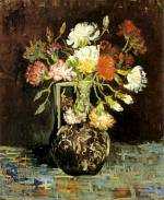 Vase with White and Red Carnations