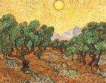 Olive Trees with Yellow Sky and Sun